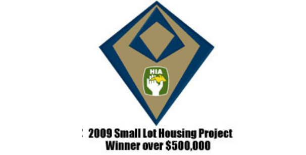 The 2009 Small Lot Housing Project Winner award for Exclusive Residence.